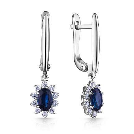 Серьги с английским замком из белого золота с бриллиантами