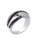 Кольцо из белого золота с бриллиантами, сапфирами