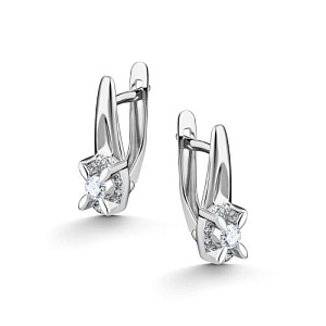 Серьги с английским замком из белого золота