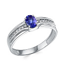 Кольцо из белого золота с бриллиантами, танзанитом