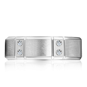 Кольцо обручальное из белого золота с бриллиантами