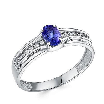 Кольцо из белого золота с бриллиантами, танзанитом