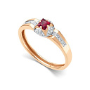 Кольцо из красного золота с бриллиантами, рубином