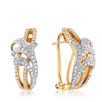 Серьги из желтого золота с бриллиантами