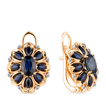 Серьги с английским замком из красного золота с бриллиантами