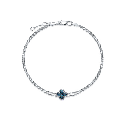 Браслет из белого золота с бриллиантами, сапфиром
