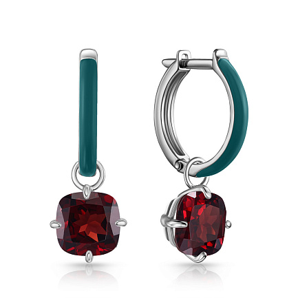 Серьги с английским замком из серебра с гранатом