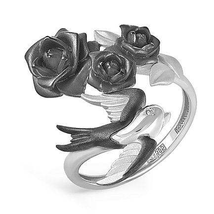 Кольцо из белого золота с бриллиантом