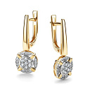 Серьги с английским замком из желтого золота с бриллиантами