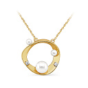 Колье из желтого золота с бриллиантами, жемчугом