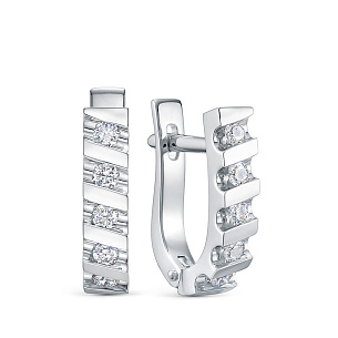 Серьги из белого золота с бриллиантом