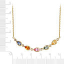 Колье из желтого золота с бриллиантами, сапфиром, плетение якорное