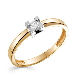 Кольцо из красного золота с бриллиантом