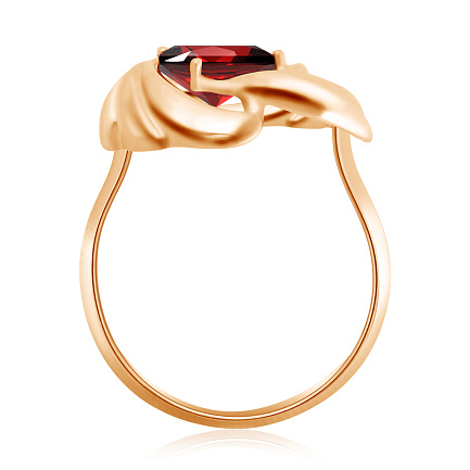 Кольцо из красного золота с гранатом