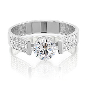 Кольцо из серебра с фианитами