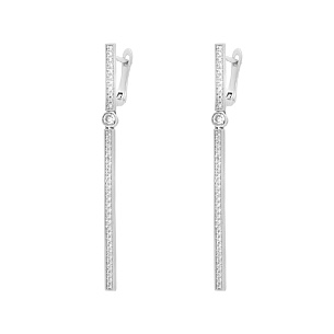 Серьги с английским замком из серебра с фианитом