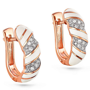 Серьги с английским замком из красного золота с бриллиантами