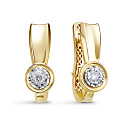 Серьги с английским замком из желтого золота с бриллиантами