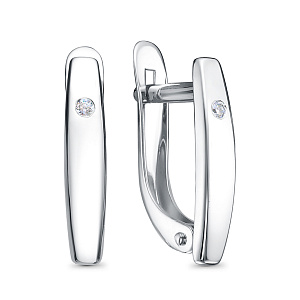 Серьги с английским замком из серебра с фианитом