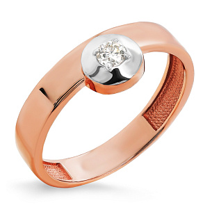 Кольцо из красного золота с бриллиантом