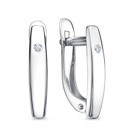 Серьги с английским замком из серебра с фианитом