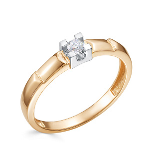 Кольцо из красного золота с бриллиантом