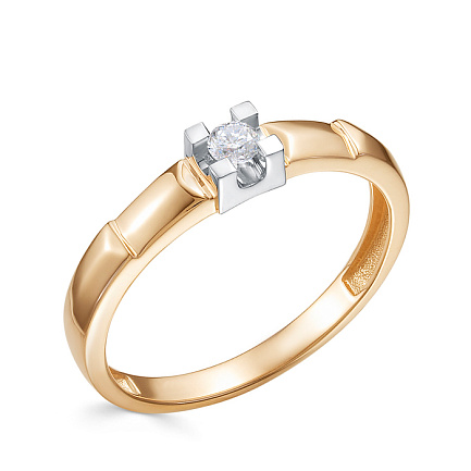 Кольцо из красного золота с бриллиантом