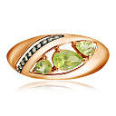 Кольцо из красного золота с фианитом, хризолитом