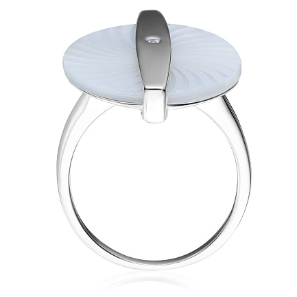 Кольцо из серебра с перламутром, фианитом