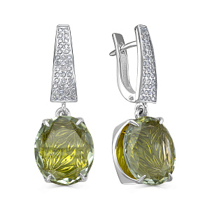 Серьги с английским замком из белого золота с бриллиантами