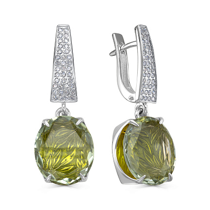 Серьги с английским замком из белого золота с бриллиантами