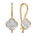 Серьги с французским замком из красного золота с фианитами
