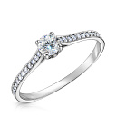 Кольцо помолвочное из белого золота с бриллиантами