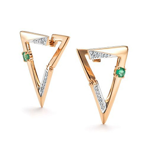 Серьги с английским замком из красного золота с бриллиантами