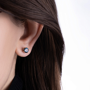 Серьги Пусеты из желтого золота с топазом