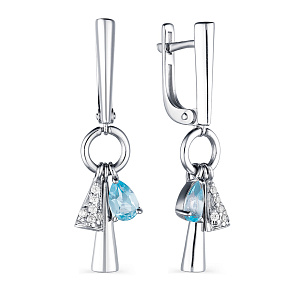 Серьги с английским замком из серебра с фианитом