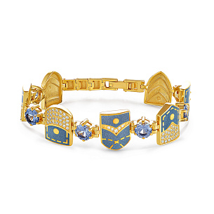 Браслет декоративный из серебра с шпинелями, фианитами