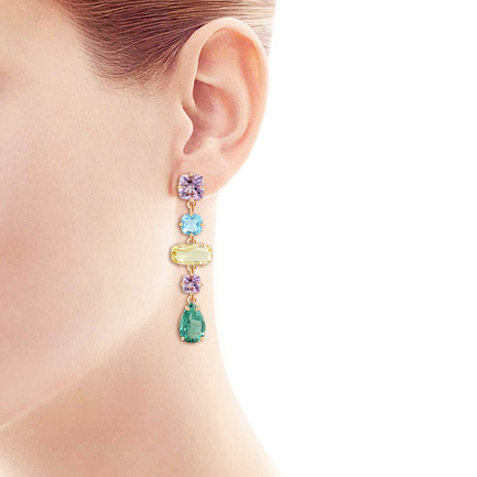 Серьги с английским замком из красного золота с аметистом