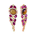 Серьги из желтого золота с бриллиантами, перидотами