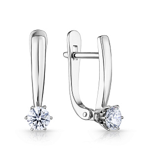 Серьги с английским замком из белого золота с бриллиантами