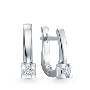 Серьги из белого золота с бриллиантом