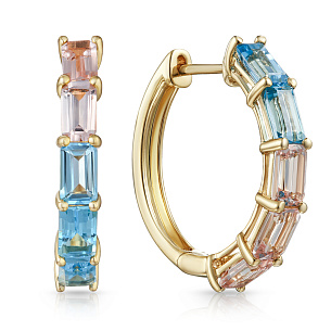 Конго из желтого золота с топазами, морганитами