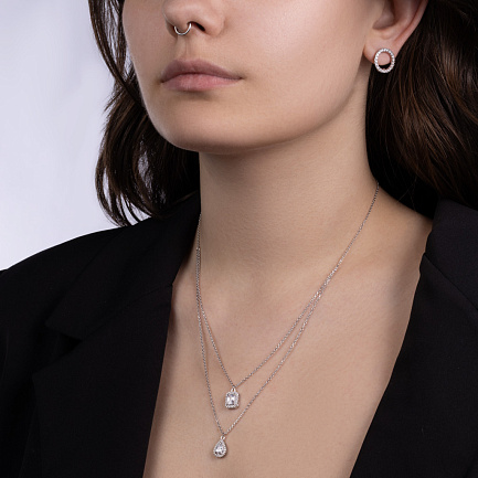 Серьги с английским замком из серебра с фианитом