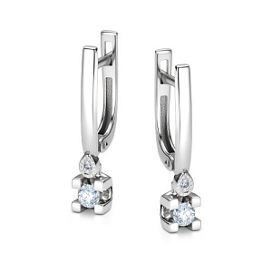 Серьги с английским замком из белого золота с бриллиантами