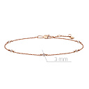 Браслет на ногу декоративный из красного золота с бриллиантами, плетение якорное