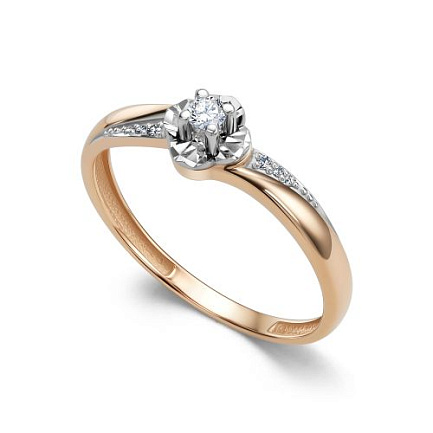 Кольцо из красного золота с бриллиантами