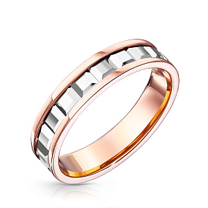 Кольцо обручальное из комбинированного золота