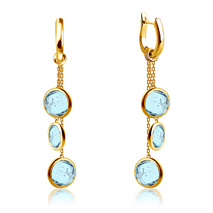 Серьги с английским замком из желтого золота с топазами