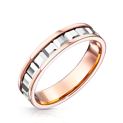 Кольцо обручальное из комбинированного золота