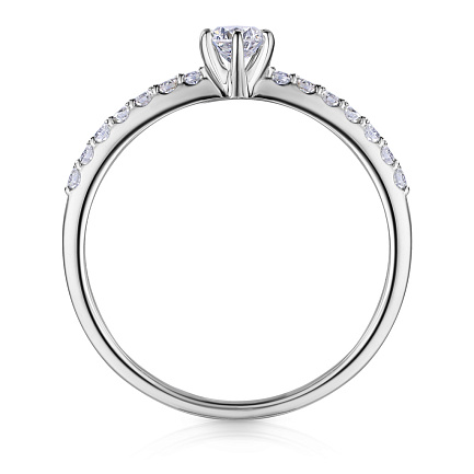 Кольцо помолвочное из белого золота с бриллиантами